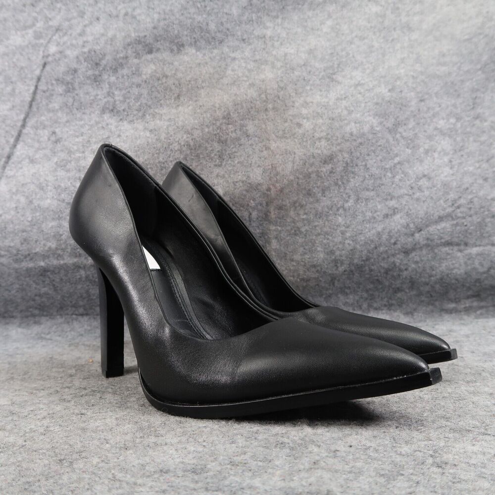Reiss Shoes Women 38 Pump Heels Leather Pointed Toe Ada Court Career Party Black